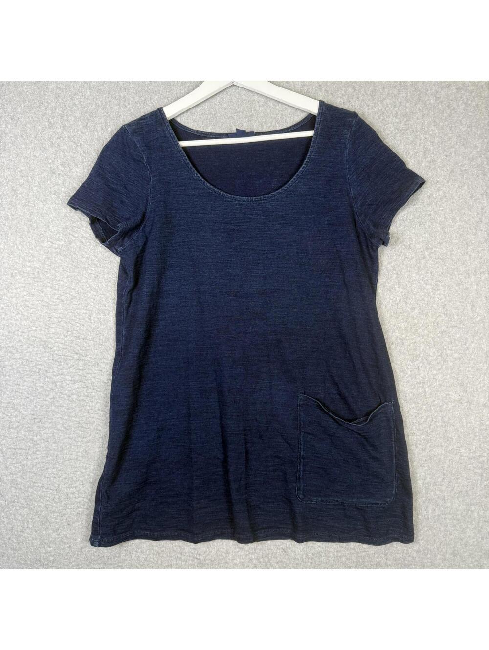 Pure Jill Women's Size Small Petite Indigo Blue Short Sleeve Top Shirt